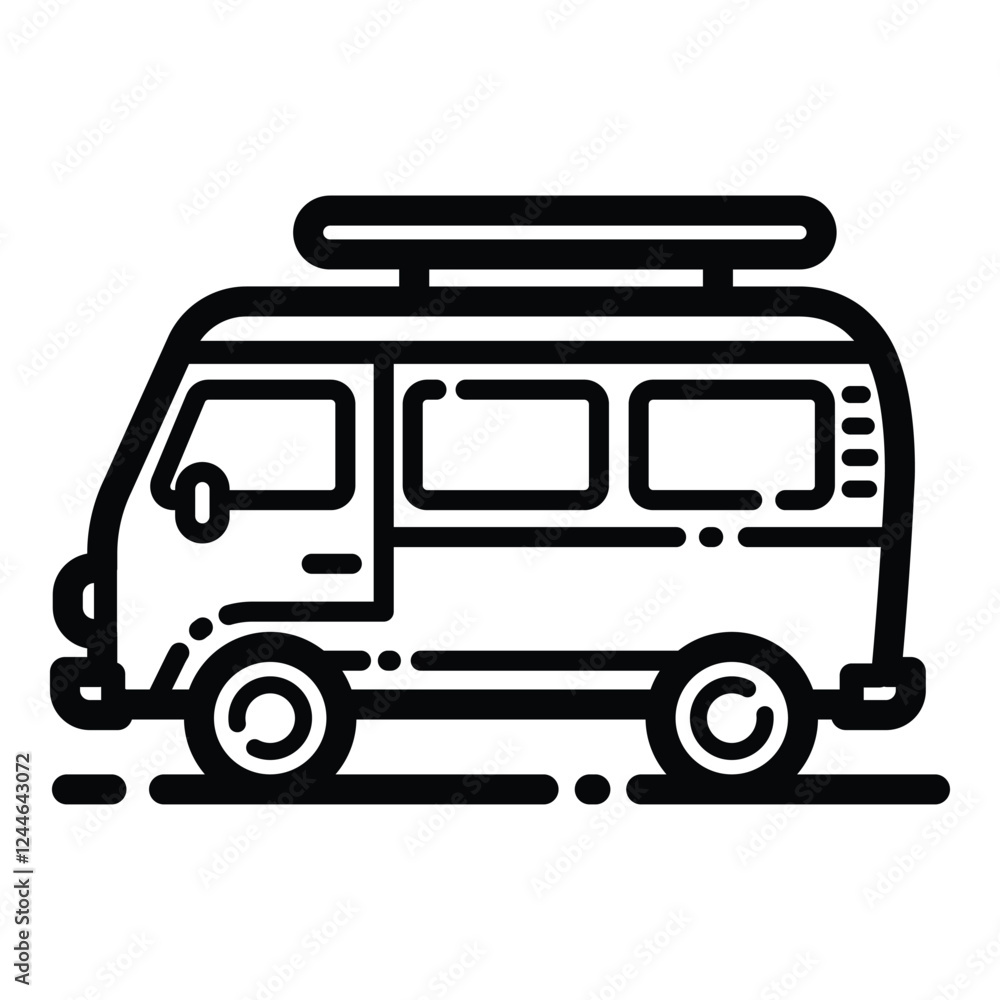 Fototapeta premium Camping Van Outline Icon Isolated On White Background