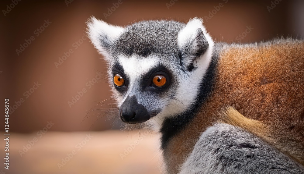 Obraz premium Vibrant Madagascar Lemur Maki Basking in the Tropical Rainforest Canopy, Showcasing a Captivating Display of Playful Interaction and Natural Grace.