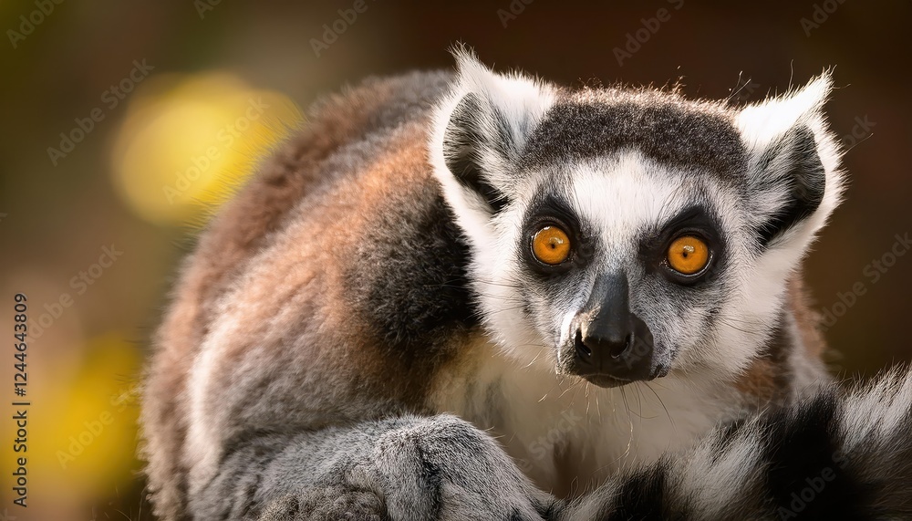 Fototapeta premium Vivid and Playful Lemur Maki Swinging through a Lush, Vibrant Madagascar Rainforest, Showcasing the Unique Biodiversity of this Tropical Haven