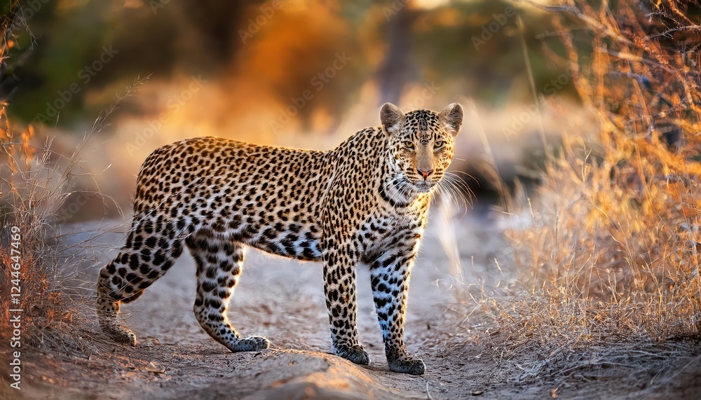 Striking CloseUp of a Majestic Leopard, Roaming the Savannah Grasslands in South Luangwa National Park, Showcasing the Power and Grace of this Big Cat on African Soil. Striking CloseUp of a Majestic Leopard, Roaming the Savannah Grasslands in South Luangwa National Park, Showcasing the Power and Grace of this Big Cat on African Soil.