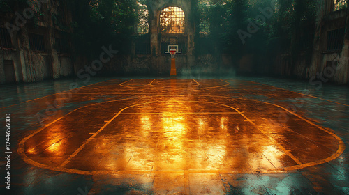 oympic gold medal as a basketball court photo