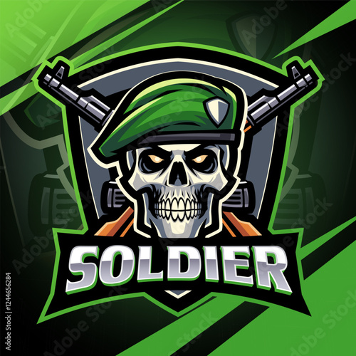 Soldier skull esport mascot logo design