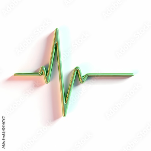 3d Green Heartbeat Wave Medical Icon Illustration