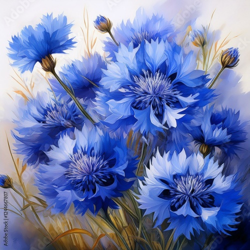 Wallpaper blaue Kornblumen photo