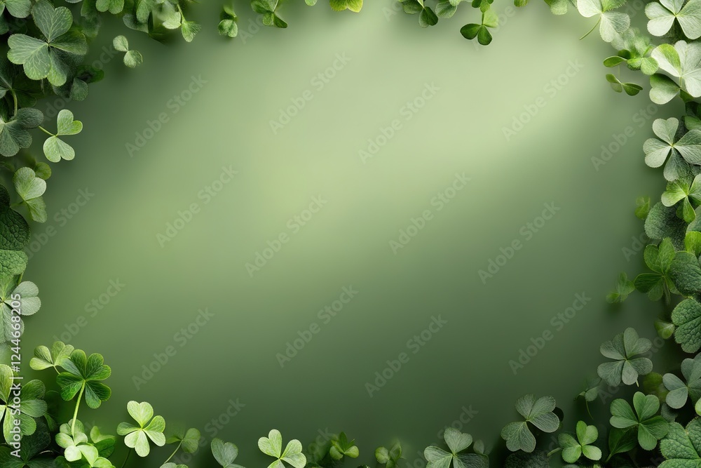 Green Clover Leaves Frame Natural Background Green Clover Leaves Frame Natural Background