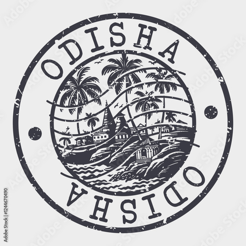 Odisha, India Stamp Postal. Silhouette Seal. Passport Round Design. Vector Icon. Design Retro Travel. National Symbol.	
