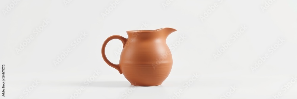 Clay pitcher with a minimalist vibe showcasing rustic charm against a white background Clay pitcher with a minimalist vibe showcasing rustic charm against a white background