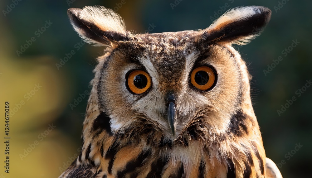 Striking Longeared Owl Perched on a Snowy Branch, Set Against a Twilight Forest Backdrop, Showcasing Majestic Beauty in the Winter Wonderland.