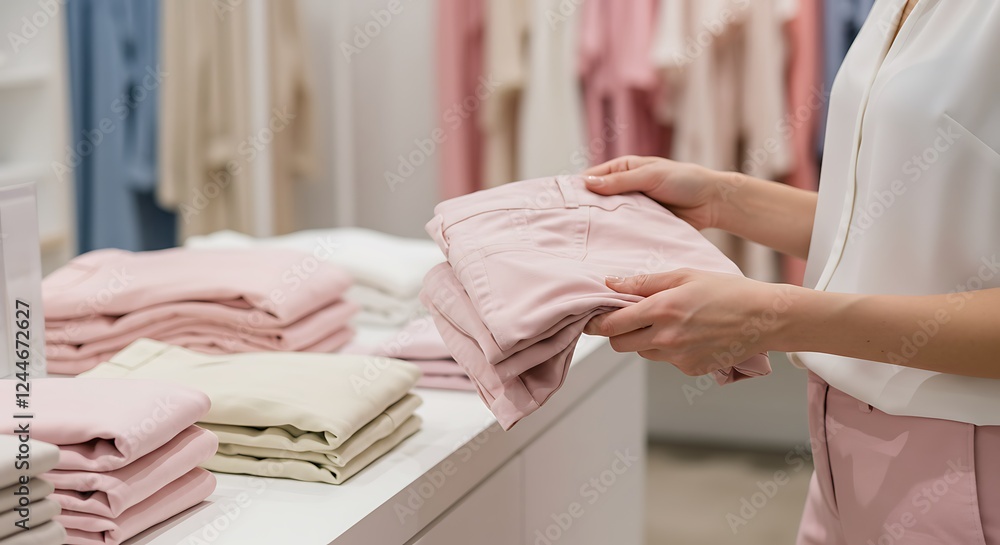 Obraz premium Professional wedding planner presenting an array of fabric samples, highlighting diverse colors and textures ideal for elegant wedding decorations and stylish event design