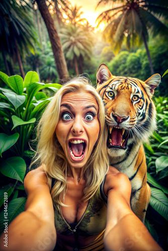 woman with tiger,  horror,