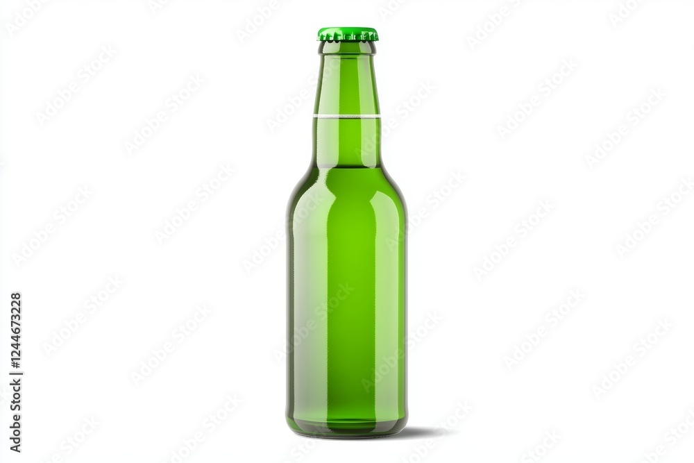 Green bottle of beer with a green cap Green bottle of beer with a green cap