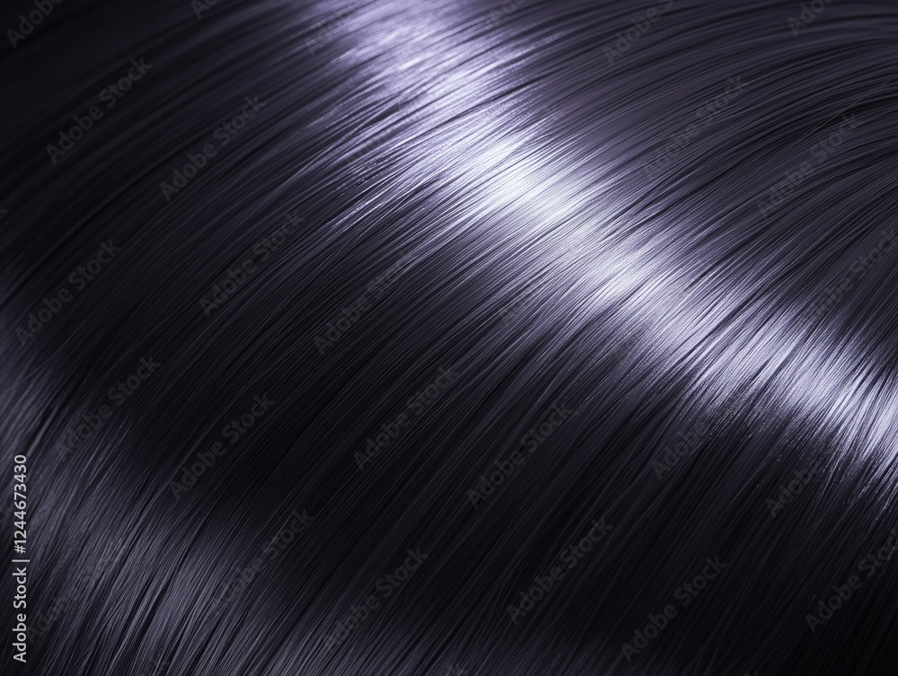 Highlight shining on elegant dark hair creating a smooth surface Highlight shining on elegant dark hair creating a smooth surface