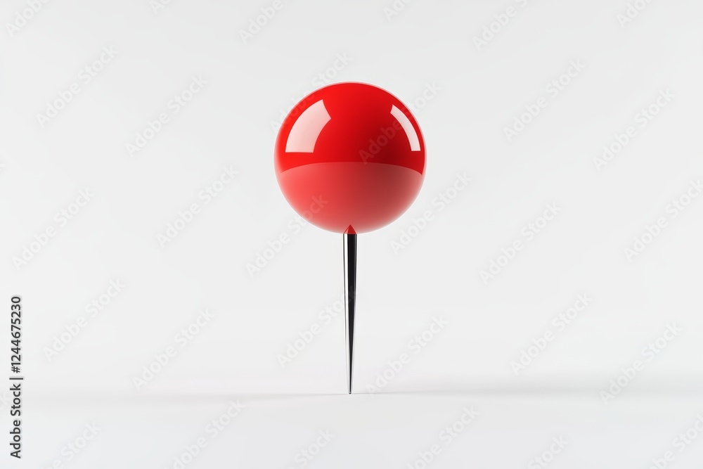 Red ball with a black stem is standing upright on a white background Red ball with a black stem is standing upright on a white background