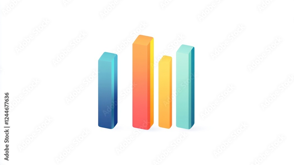 Colorful 3D bar chart data growth presentation Colorful 3D bar chart data growth presentation