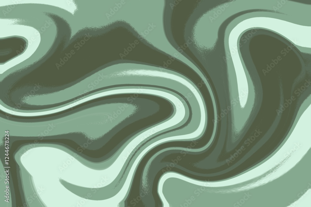 Fototapeta premium Stylish green marble swirl texture with fluid organic patterns. Abstract background concept