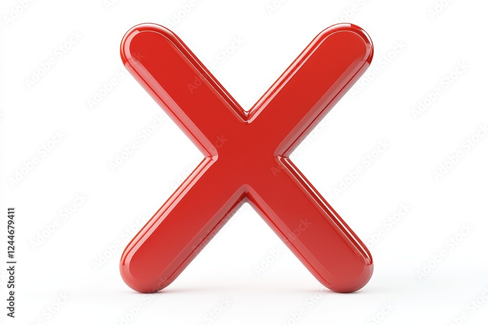 Red X is shown on a white background Red X is shown on a white background