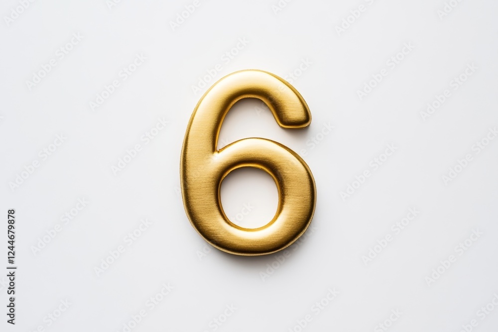 Gold number six is on a white background Gold number six is on a white background
