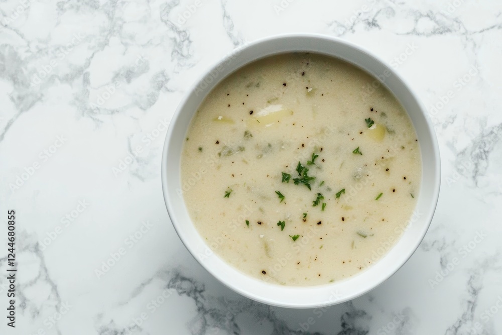 Bowl of soup with parsley on top Bowl of soup with parsley on top