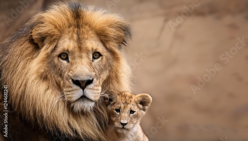 Powerful and Playful Majesty African Lion Cub Portrait with Desert Artifact  Set Against the Backdrop of a Sunlit Savannah  Striking the Perfect Balance between Strength and Innocence.