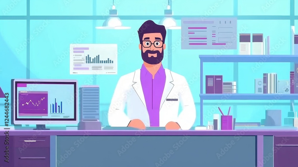 Business innovation process flat design front view modern technology animation vivid. 