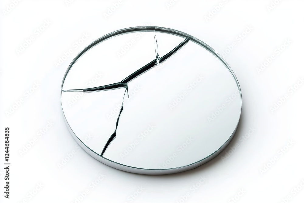 Broken mirror with a crack in the middle Broken mirror with a crack in the middle