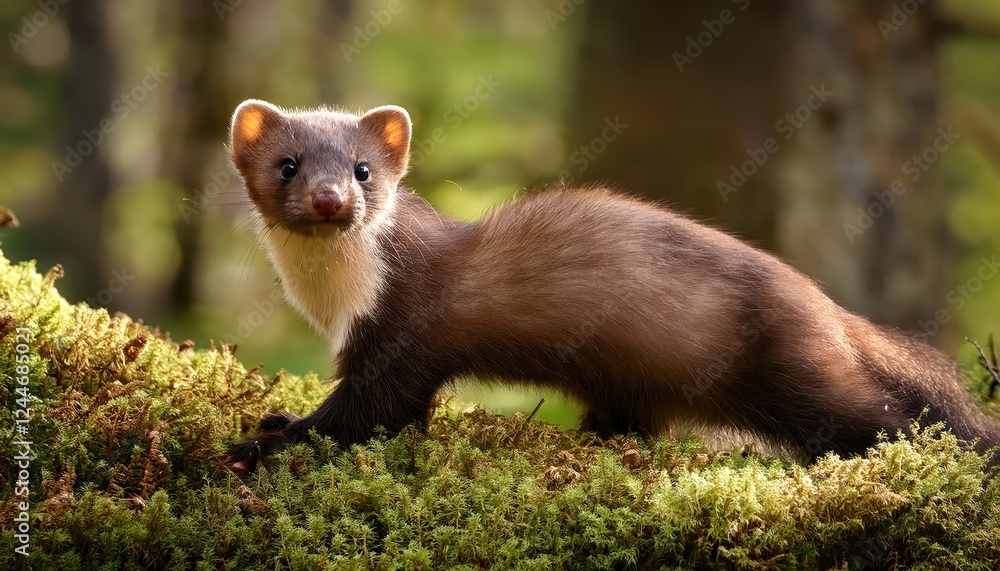 Enchanting Winter Solitude A Majestic Marten Explores an Ethereal Forest Landscape, Bathed in a Misty Morn Light, FrostKissed Branches and Dappled Shadows, Captivating the Serene Beauty of the Enchanting Winter Solitude A Majestic Marten Explores an Ethereal Forest Landscape, Bathed in a Misty Morn Light, FrostKissed Branches and Dappled Shadows, Captivating the Serene Beauty of the