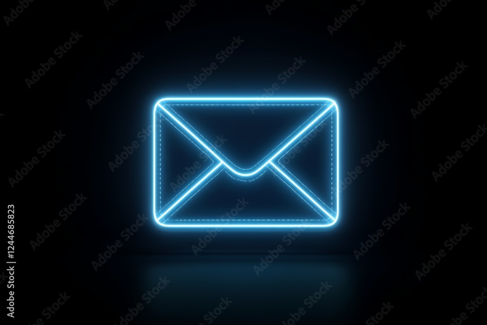 Blue envelope with a glowing light inside Blue envelope with a glowing light inside