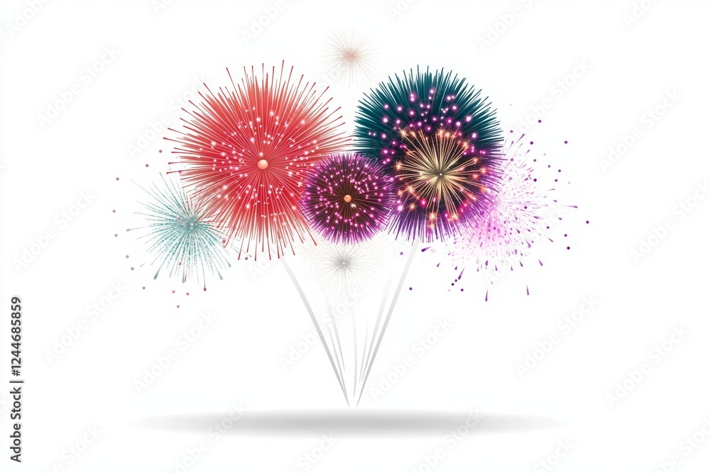 Fototapeta premium Bunch of fireworks are lit up in the air