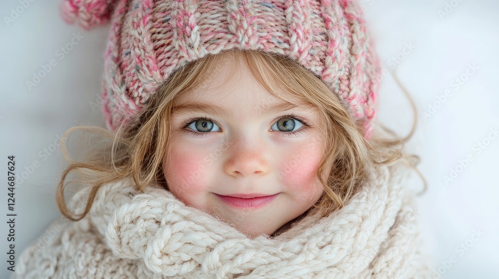 Toddler girl winter hat scarf snow portrait Toddler girl winter hat scarf snow portrait