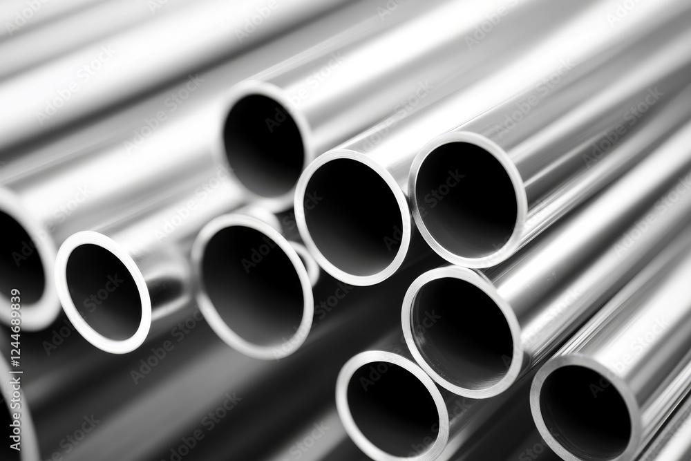 Bunch of metal pipes are stacked on top of each other Bunch of metal pipes are stacked on top of each other