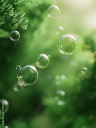 Wallpaper Mural Floating bubbles against a lush green backdrop. Torontodigital.ca