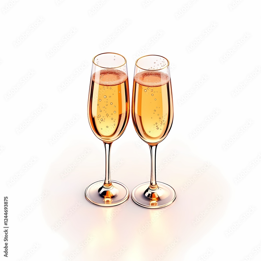 Two Champagne Flutes Sparkling Toast Celebration Two Champagne Flutes Sparkling Toast Celebration