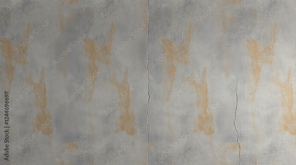 Fototapeta premium Close-up of a weathered wall showing cracks and distressed paint, revealing an aged textured surface.