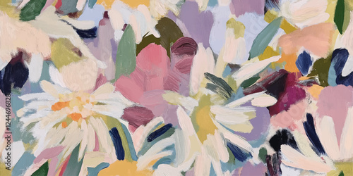 Vector Abstract floral seamless pattern. Bright colors, gouache painting, brush textures, Modern abstract design for,paper, cover, fabric, textiles, clothing, wrapping, banner, home decor.