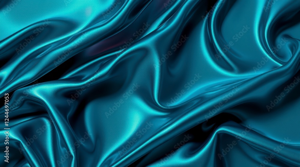 Fototapeta premium Capture the elegance with flowing teal satin, its rich color and delicate folds add depth.