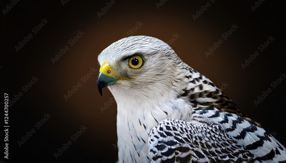 Striking Portrait of a majestic adult Male Northern Goshawk Perched on Snowy Bough, Amidst the Frosty Wilderness of Canadas Winter Wonderland. Striking Portrait of a majestic adult Male Northern Goshawk Perched on Snowy Bough, Amidst the Frosty Wilderness of Canadas Winter Wonderland.