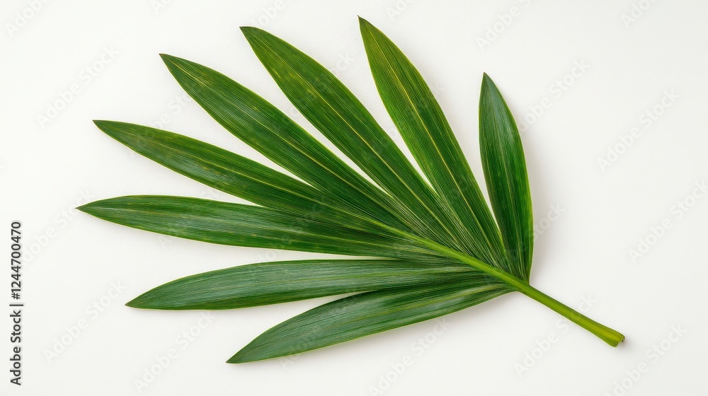 Obraz premium Green Leaf With Yellow Speckles On White Textured Background