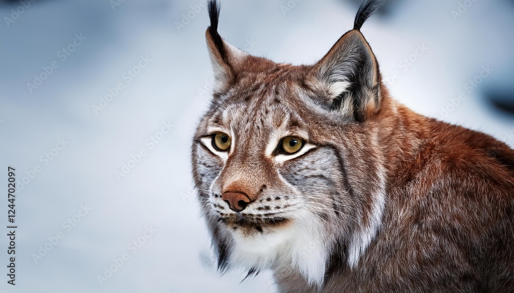 Frosty Encounter A Majestic Lynx Staring Intently Amidst Winters Icy Backdrop in the Norwegian Tundra Frosty Encounter A Majestic Lynx Staring Intently Amidst Winters Icy Backdrop in the Norwegian Tundra