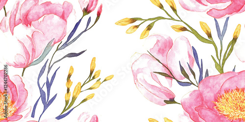 Vector floral seamless pattern, pink peonies, on a light background. Spring, summer holidays presents and gifts wrapping paper, For textiles,packaging fabric,wallpaper