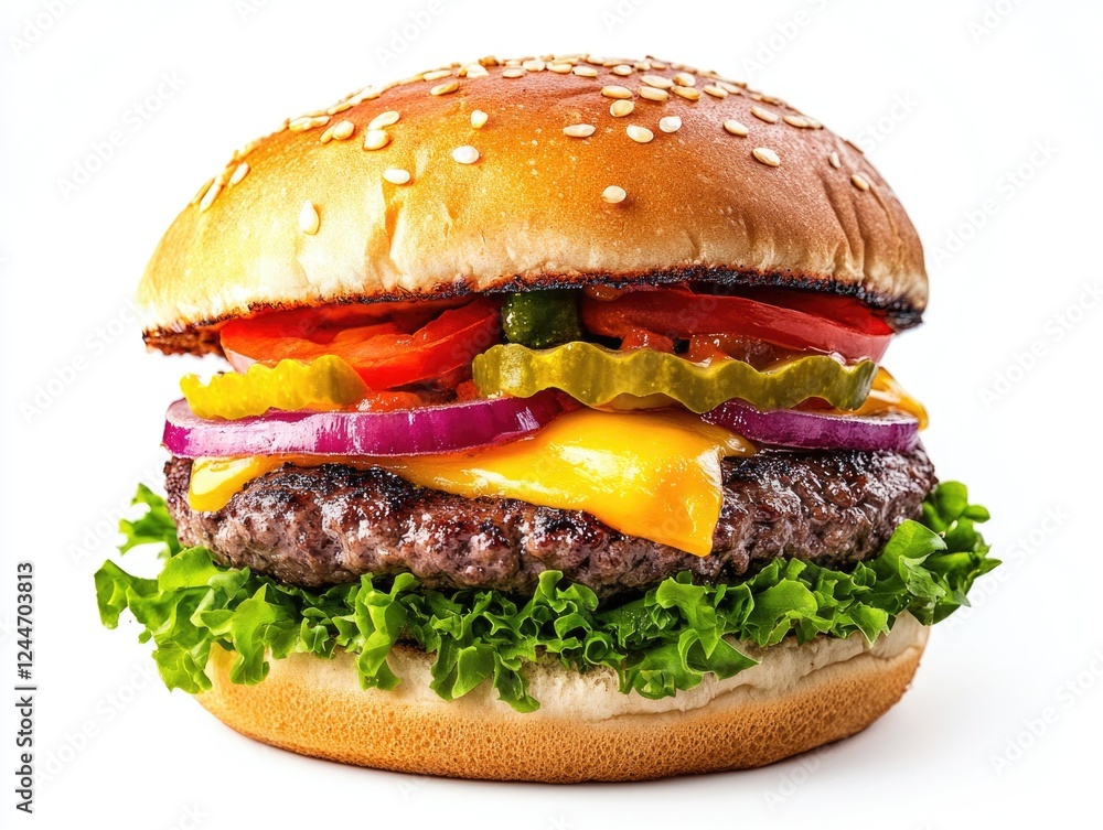 Cheeseburger with Tomato and Pickle Cheeseburger with Tomato and Pickle