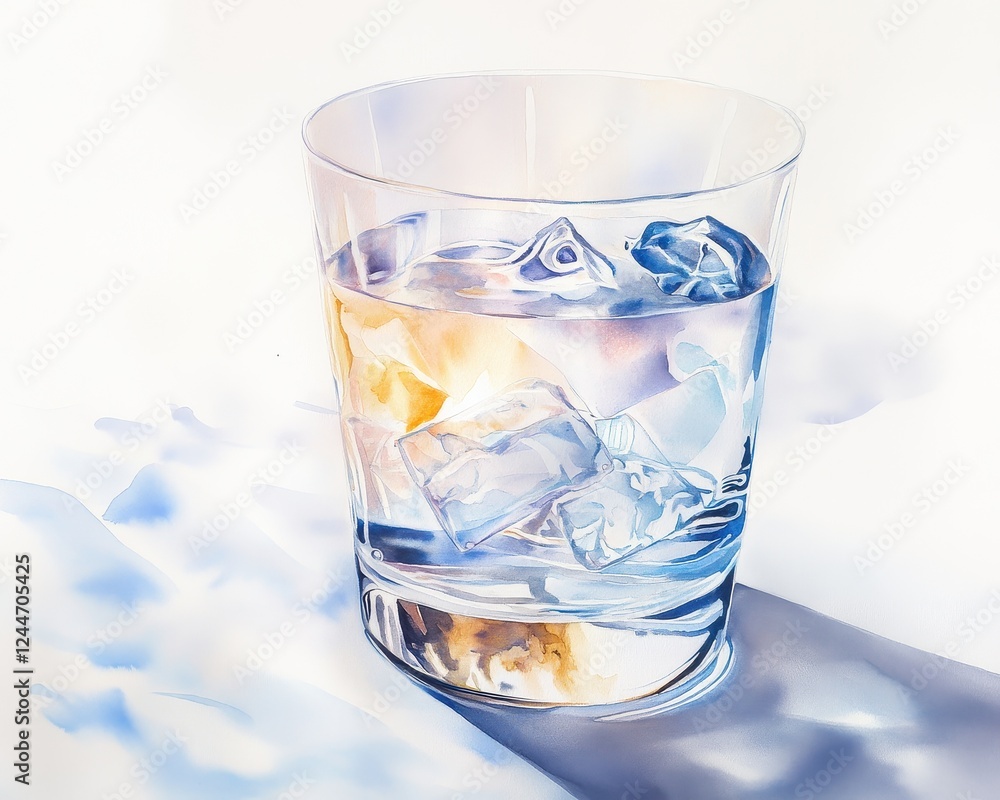 Elegant watercolor of microscopic plastic particles inside a glass of water, transparency revealing invisible threats, soft textures with deep meaning. Elegant watercolor of microscopic plastic particles inside a glass of water, transparency revealing invisible threats, soft textures with deep meaning.
