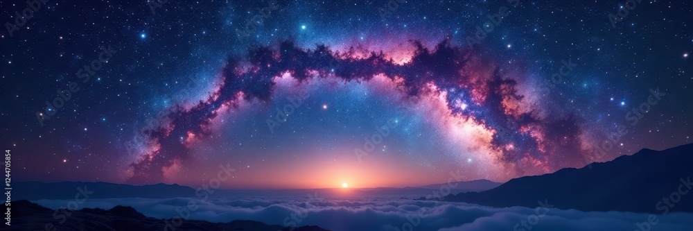 Fototapeta premium Stunning Milky Way arch, cosmic dust clouds, stellar expanse , deep space, grand, vastness