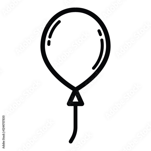 Floating Helium Balloon Outline Icon Isolated On White Background