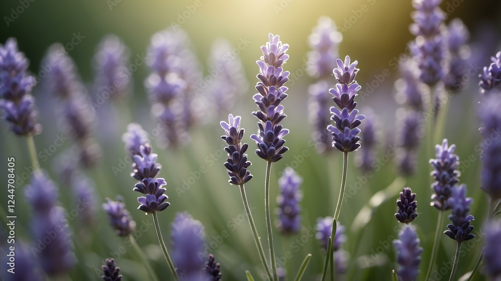 closeup of a lavender on a morning dew forest background closeup of a lavender on a morning dew forest background