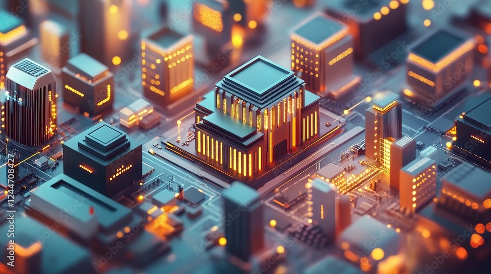 Financial technology, digital banking future, interconnected economic systems, 3D illustration. Financial technology, digital banking future, interconnected economic systems, 3D illustration.