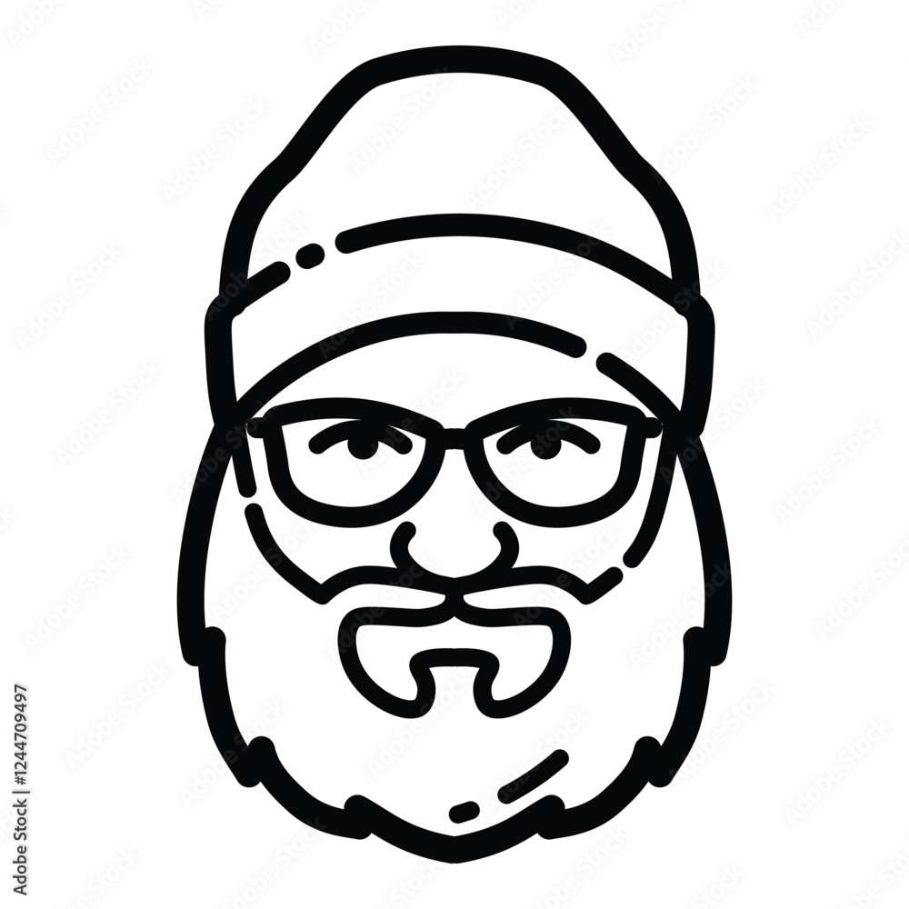 Bearded Man Face Outline Icon Isolated On White Background Bearded Man Face Outline Icon Isolated On White Background