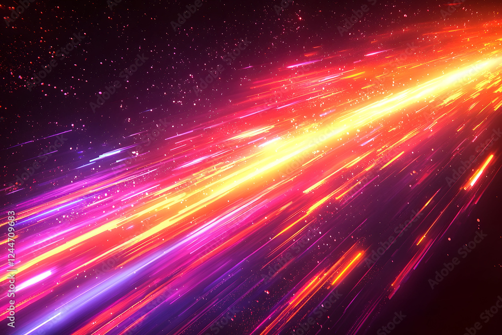 Obraz premium Energetic 5G Abstract Background with Vibrant Streaks of Radiating Light and Dynamic Depth