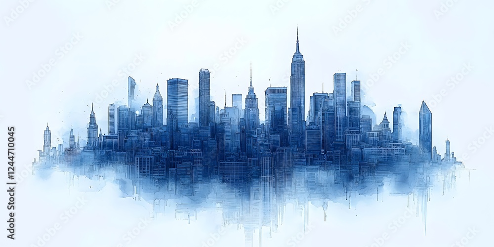 Fototapeta premium Ethereal Cityscape Futuristic Metropolis Skyline at Dusk