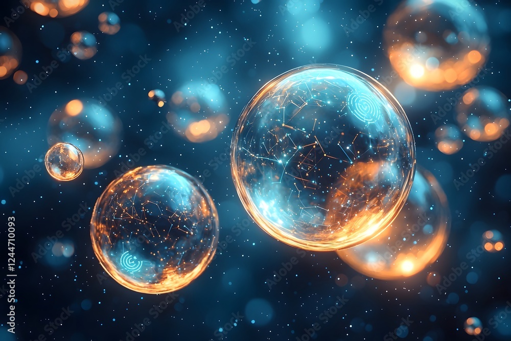 Futuristic 5G Digital Backdrop with Floating Glowing Spheres and Luminous Particles Futuristic 5G Digital Backdrop with Floating Glowing Spheres and Luminous Particles