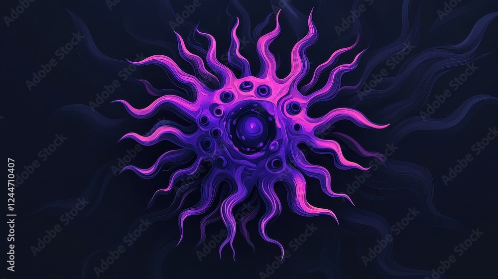 Fototapeta premium Flat design for virus, top view, on black background. 